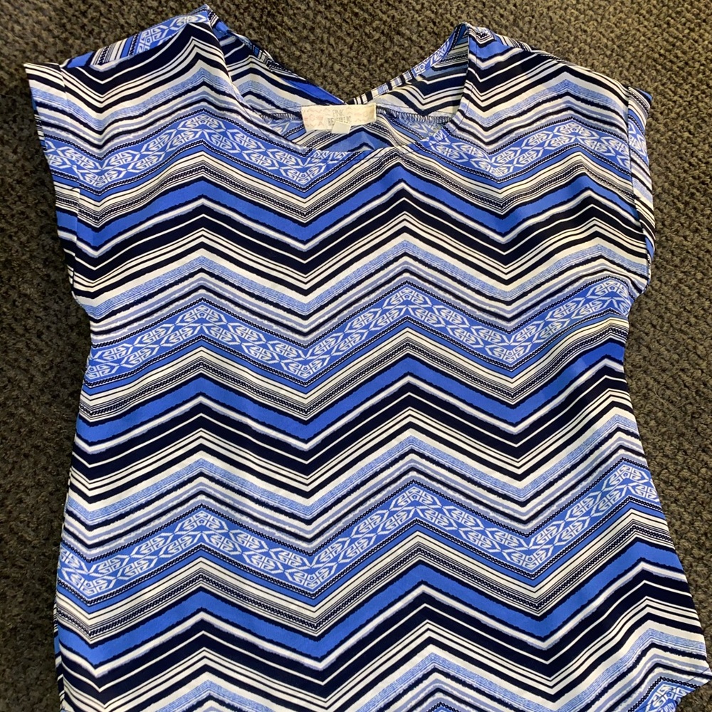 Blue, white, and black Chevron Stripped blouse